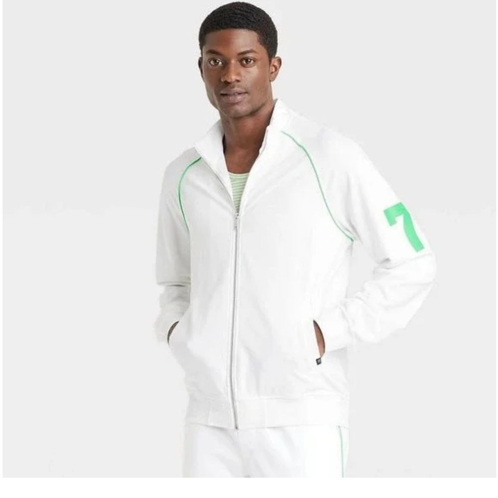 Houston White Adult Light-weight Tricot Piping Bomber Jacket - White new 🆕